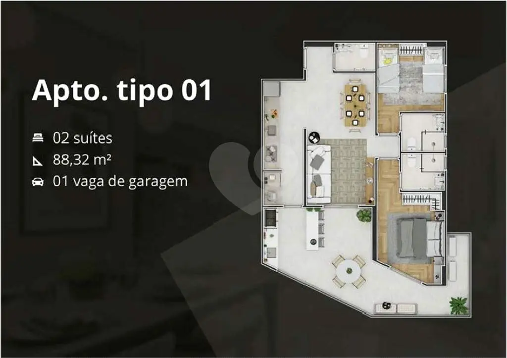Apartamento para Venda em Praia Grande, Solemar, 2 dormitórios, 2 suítes, 3 banheiros, 1 vaga