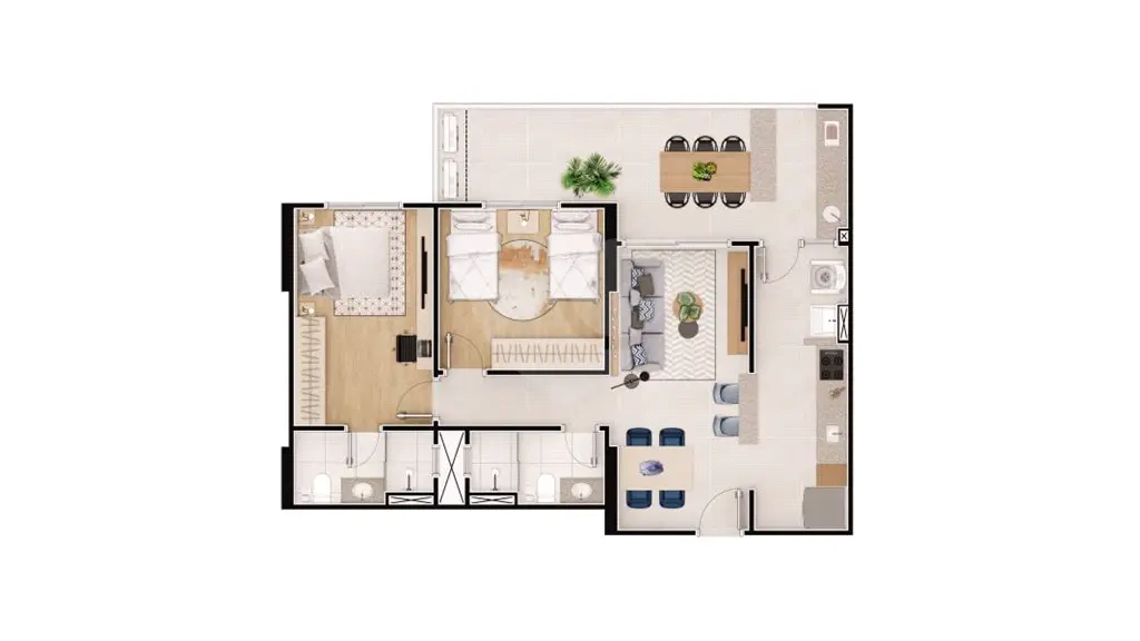 Apartamento para Venda em Praia Grande, Caiçara, 2 dormitórios, 1 suíte, 2 banheiros, 1 vaga