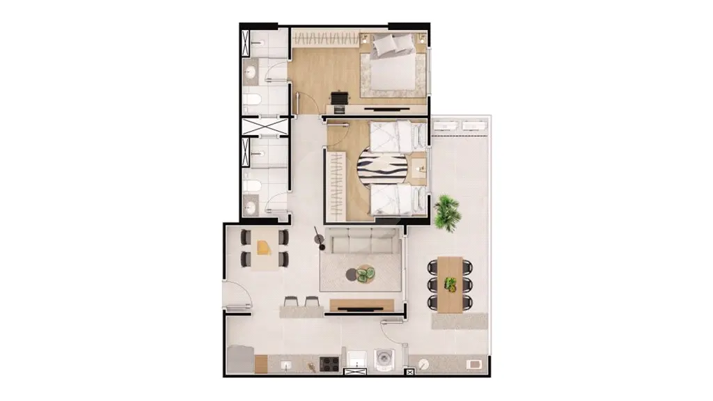 Apartamento para Venda em Praia Grande, Caiçara, 2 dormitórios, 1 suíte, 2 banheiros, 1 vaga