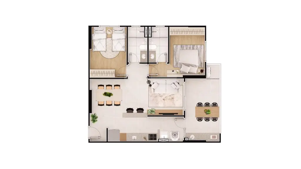 Apartamento para Venda em Praia Grande, Caiçara, 2 dormitórios, 1 suíte, 2 banheiros, 1 vaga