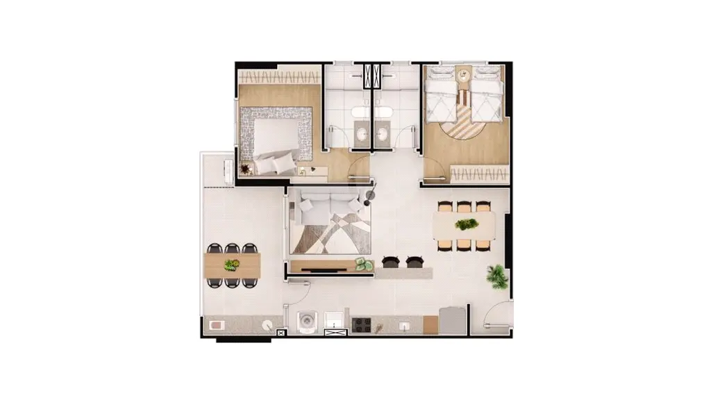 Apartamento para Venda em Praia Grande, Caiçara, 2 dormitórios, 1 suíte, 2 banheiros, 1 vaga
