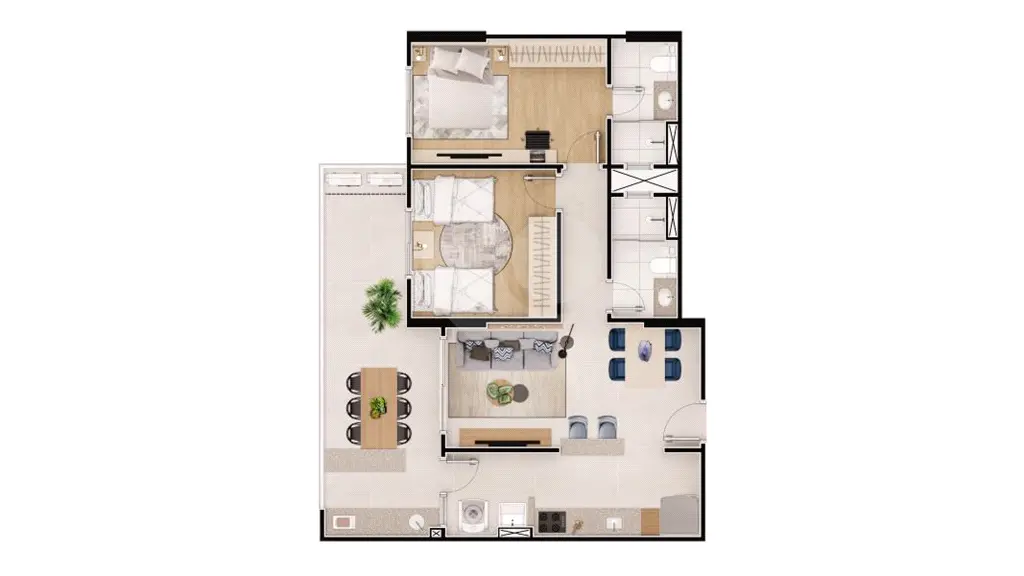 Apartamento para Venda em Praia Grande, Caiçara, 2 dormitórios, 1 suíte, 2 banheiros, 1 vaga