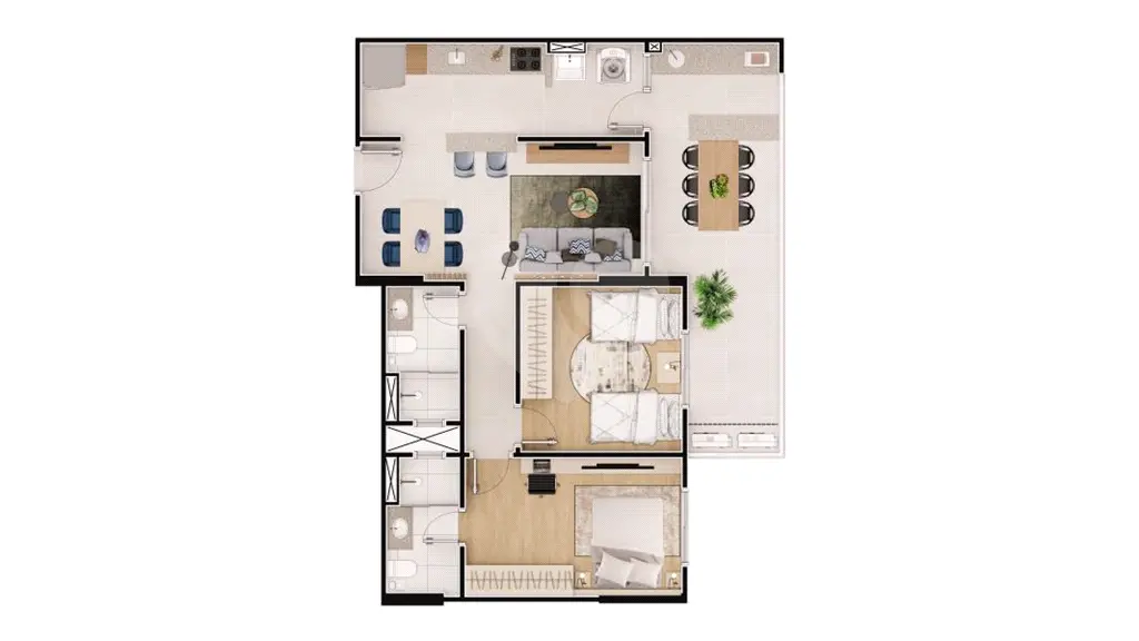 Apartamento para Venda em Praia Grande, Caiçara, 2 dormitórios, 1 suíte, 2 banheiros, 1 vaga