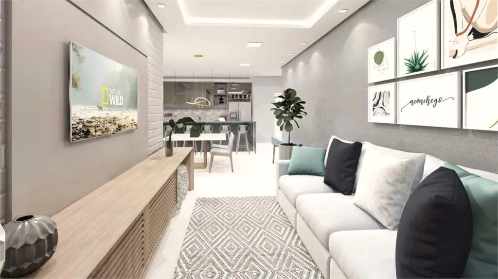 Apartamento para Venda em Praia Grande, Ocian, 2 dormitórios, 1 suíte, 2 banheiros, 1 vaga