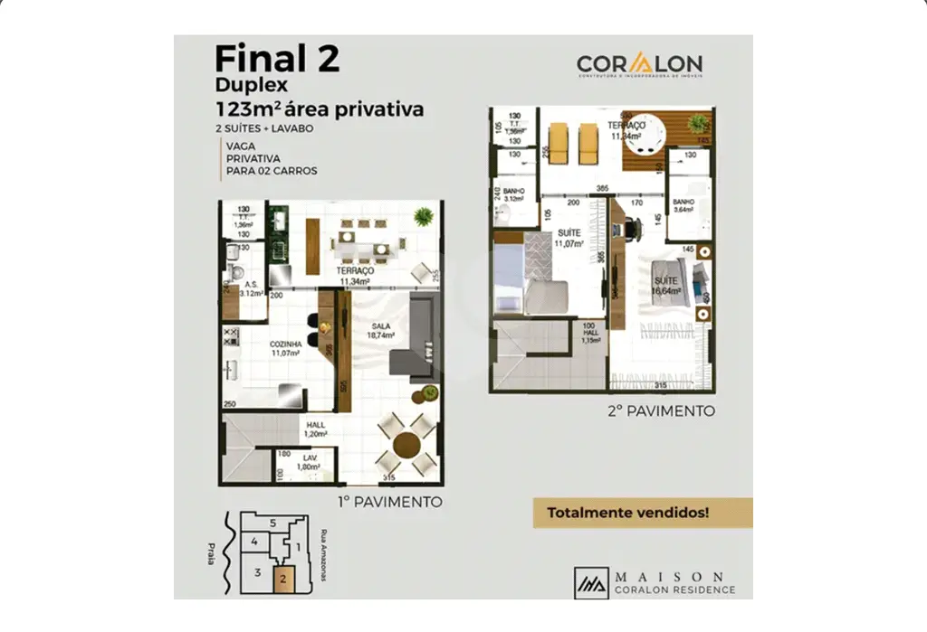 Apartamento para Venda em Praia Grande, Forte, 2 dormitórios, 2 suítes, 3 banheiros, 2 vagas
